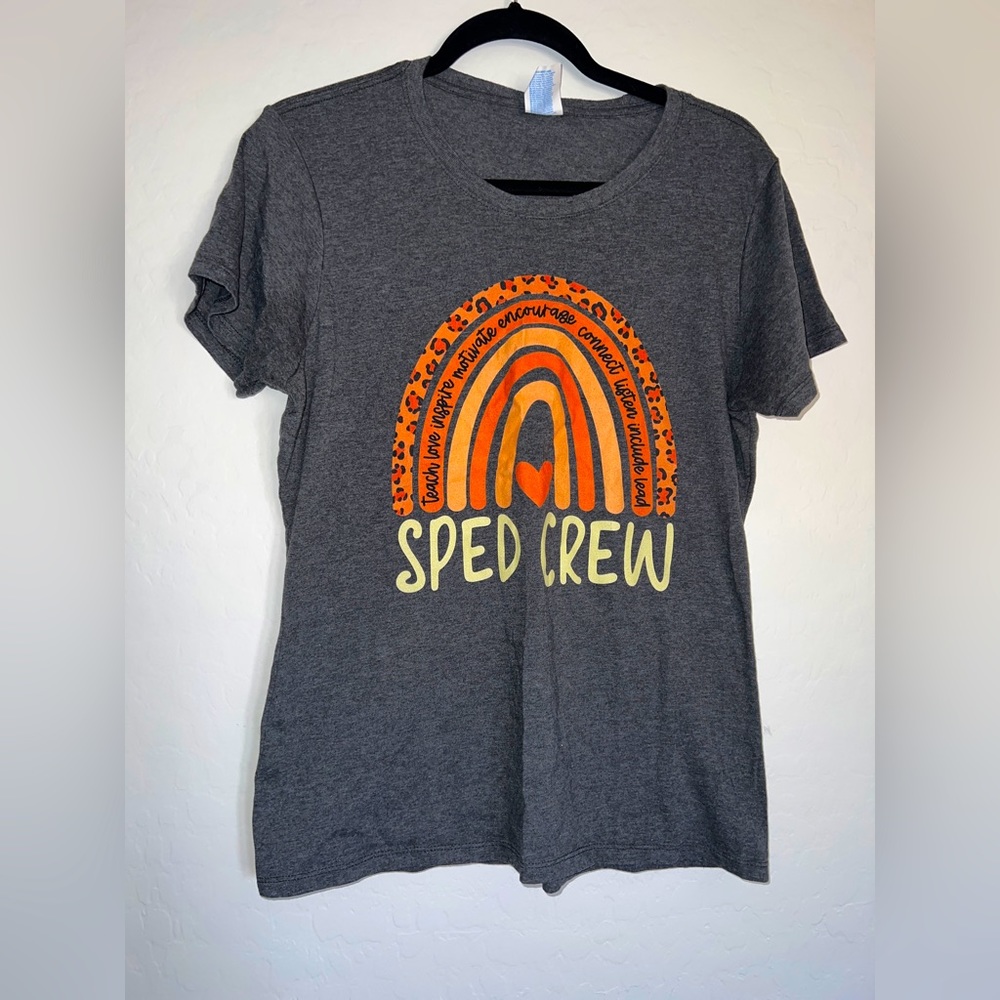 SPED Crew Teacher Shirt With Rainbow Large